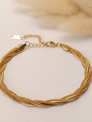 Steel chain bracelet new, gold-colored