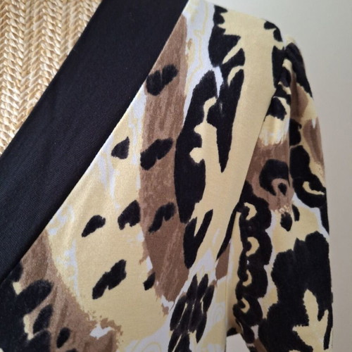 Frank Walder women's summer sleeveless viscose dress like new, brown shades