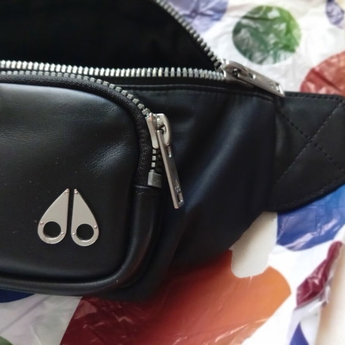 Moose Knuckles black leather hipbag crossbody bag