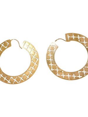 Rebecca Italy επίχρυσα σκουλαρίκια κρίκοι laser cut σαν καινούργιο