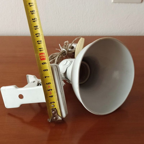 Retro vintage desk lamp with clip used, white
