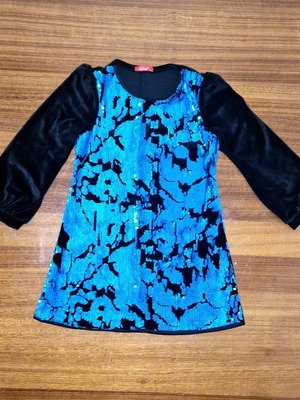 Mini dress παιδικό μεταχειρισμένο με μπλε παγιέτες και βελούδο μέγεθος 8