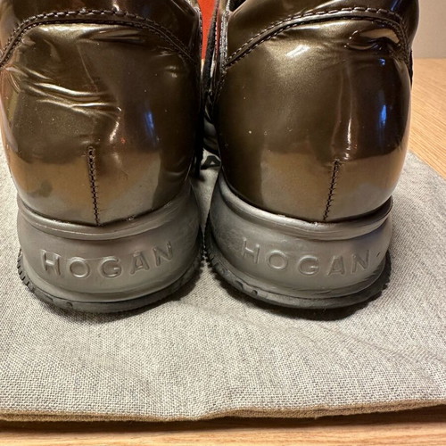 Hogan sneakers used, gray glossy, size 39