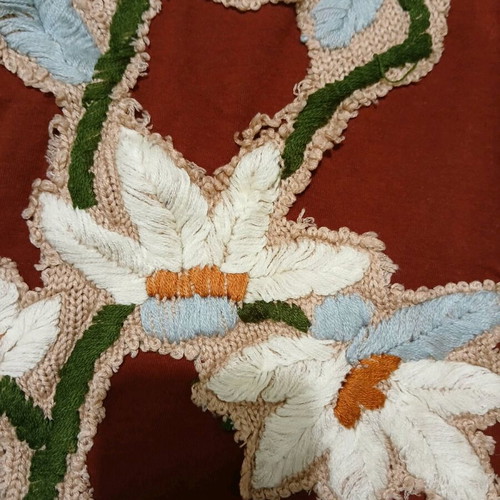 Zara top with appliqué flowers and knitted lace, like new, multicolor