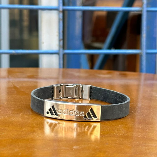 Adidas men's bracelet stainless steel and black rubber used