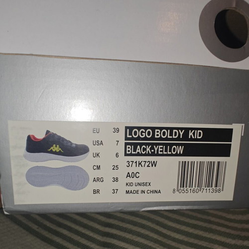 Kappa Logo Boldy Kid sneakers new, black with yellow details