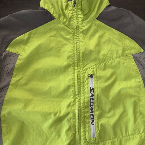 Salomon men's windbreaker jacket used, lightweight, gray and green