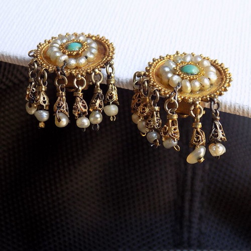 Gold earrings used, 120+ years old, family heirloom, 7gr