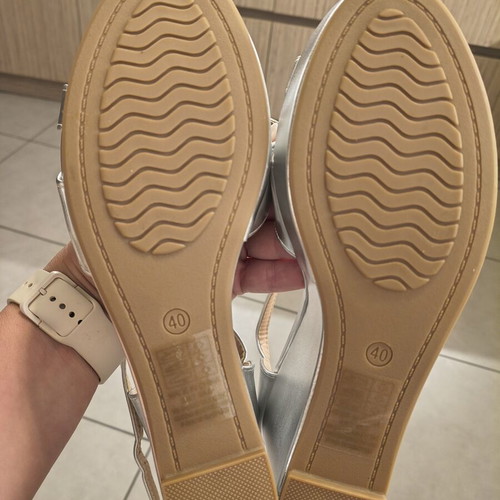 Silver platform sandals, size 40