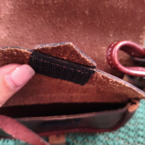Vintage handmade leather crossbody bag, burgundy brown