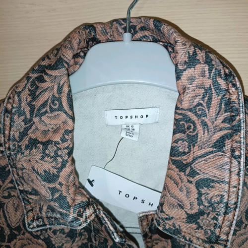 Topshop oversized denim sleeveless jacket new, black and pink