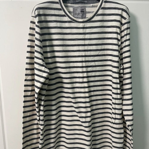 No Excess men's long sleeve shirt, size M, gray and beige