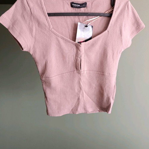 Inside rib crop top women's new, pink, XS/S