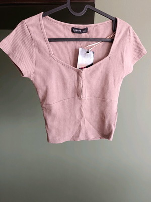 Inside rib crop top women's new, pink, XS/S