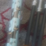 Blue pen with black cats, 4 refills, ink