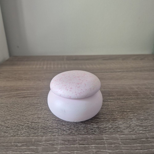 Ceramic macaron jewelry boxes with pink splashes, set of 4, like new