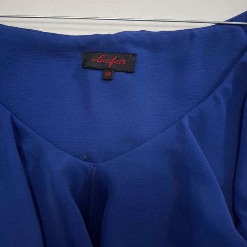 Lucifair Royal Blue Blouse like new, size 48, chiffon with ruffles
