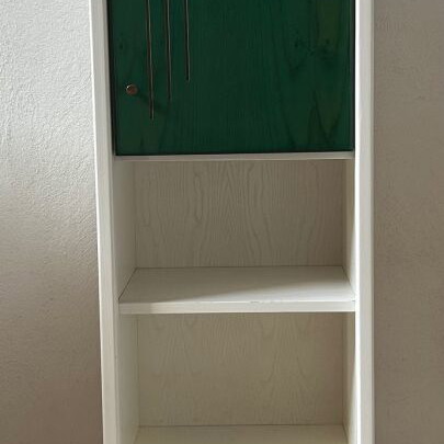 Children's bedroom set used, white-green wood for two kids