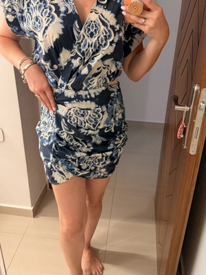 Zara dress M like new, white and blue
