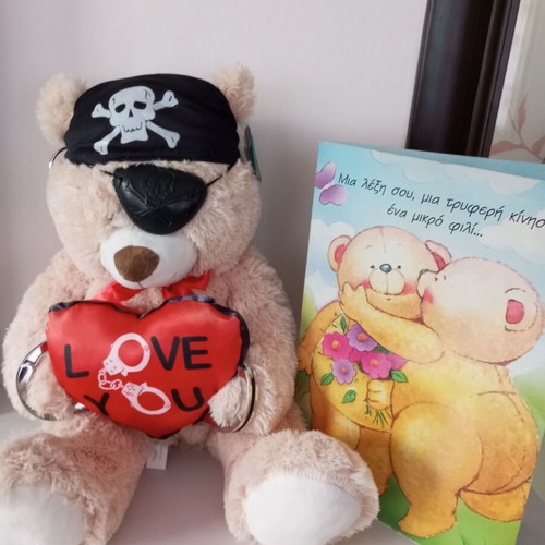 Valentine's plush teddy bear new pirate with gift A4 card