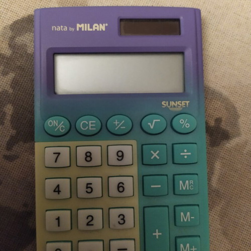 Milan Sunset pocket calculator, 8 digits