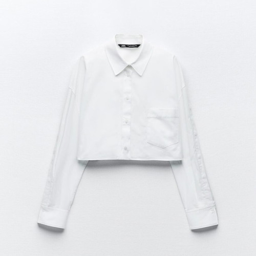 Zara crop shirt medium white like new
