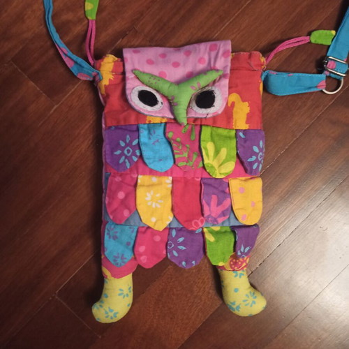 Children's owl bag used, colorful