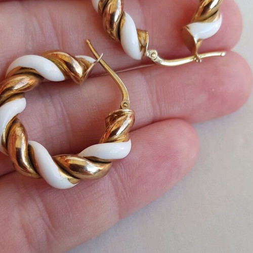 Silver 925 hoop earrings used with enamel, gold plated