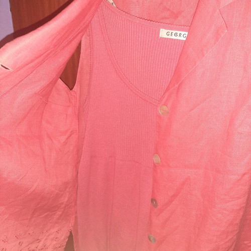 Acme linen shirt and sleeveless blouse set like new, rose color, size Large - XL