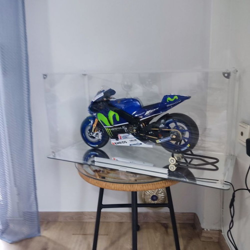 Valentino Rossi Motorcycle Model with Illuminated Display Case and Magazines
