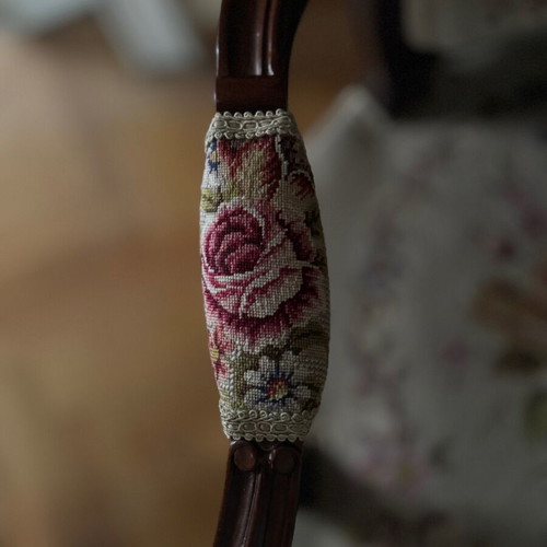 Vintage Louis XV armchair like new with embroidered floral upholstery