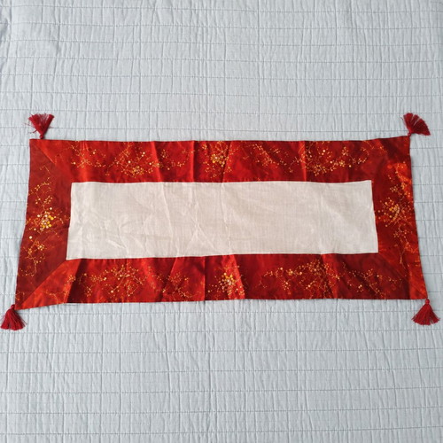 Set of organza table runners burgundy with festive motif, like new