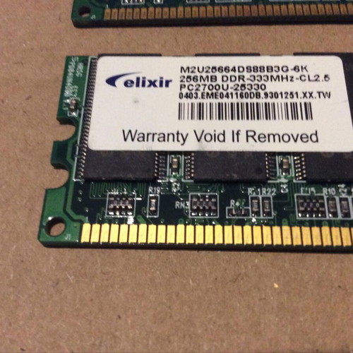 Elixir 256MB DDR1 RAM PC2100U 266 MHz computer memory set of 2 used