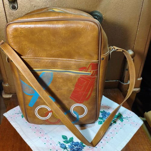 Vintage Rex Olympic leather bag 1960s handmade, like new