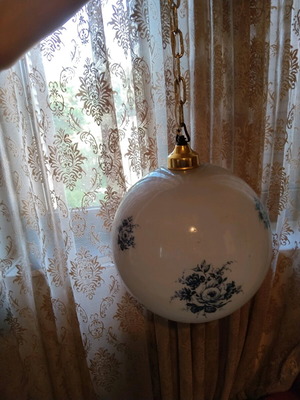 Opaline ceiling light vintage with blue flowers used