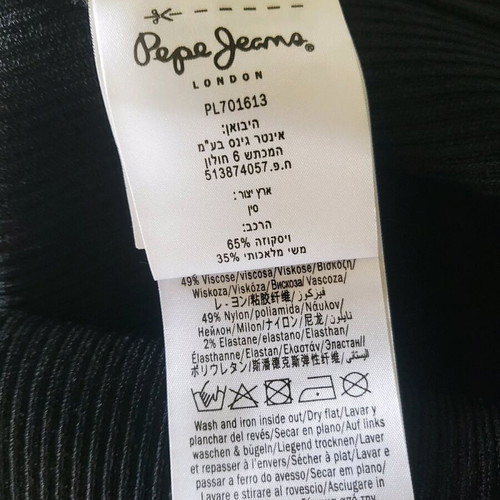Pepe Jeans Dua Lipa Black Ribbed Top With Thin Straps And Crossed Lacing Size Medium New