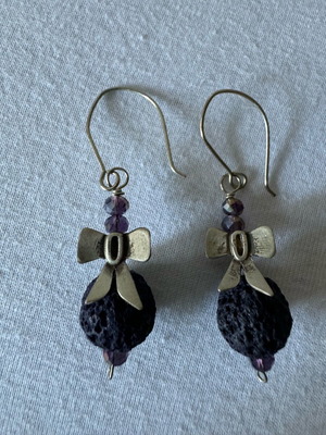 Handmade women's earrings new with silver details, purple shades