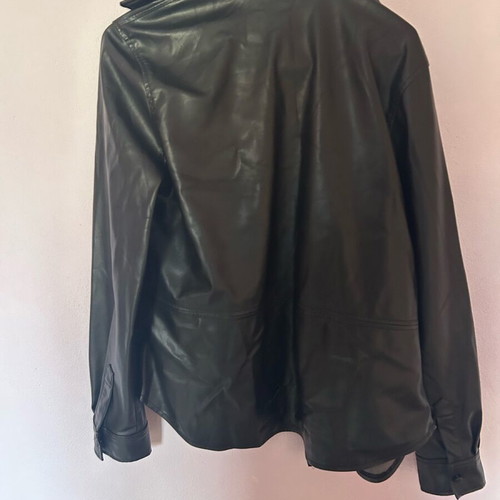 H&M leatherette jacket used with buttons, black