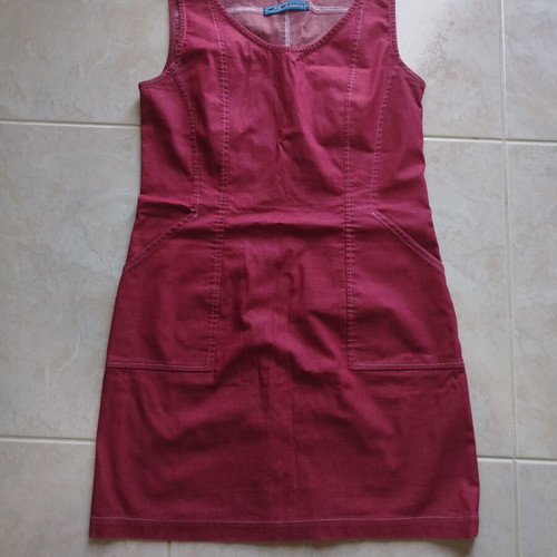 Red denim dress short M/L size like new, elastic fabric