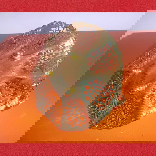 Καλαθάκι Γάμου Χρυσαφί με Περίτεχνο Σχέδιο & κομμένα μοτίβα Τριαντάφυλλου / διάμετρο 17,5 cm Vintage