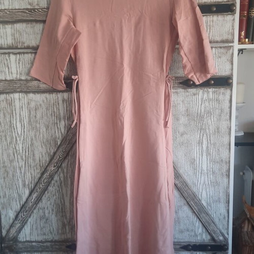Dress pink, used, sweatshirt fabric with side cords