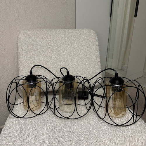 Modern ceiling light with 3 glass shades like new