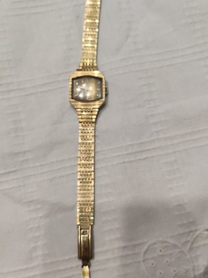 Midas women's watch used, old TV shape, gold color