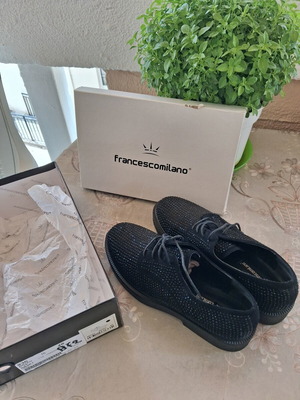 Francesco Milano Black Oxfords New Size 40 with Strass