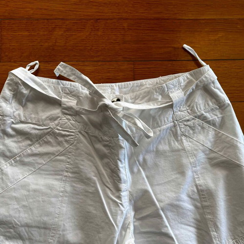Madlen white cargo pants with satin pockets and decorations, like new