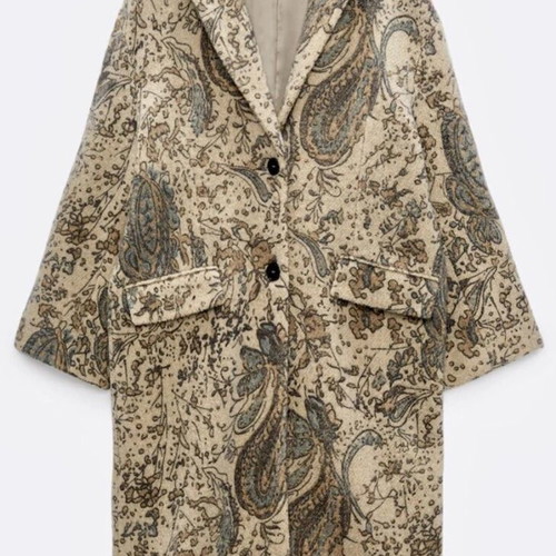 Zara limited edition wool coat 91% floral boho chic M/L like new