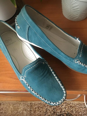 Γυναικεία μοκασίνια Salamander νέα, φυσικό nubuck, τυρκουάζ χρώμα, μέγεθος 37.5