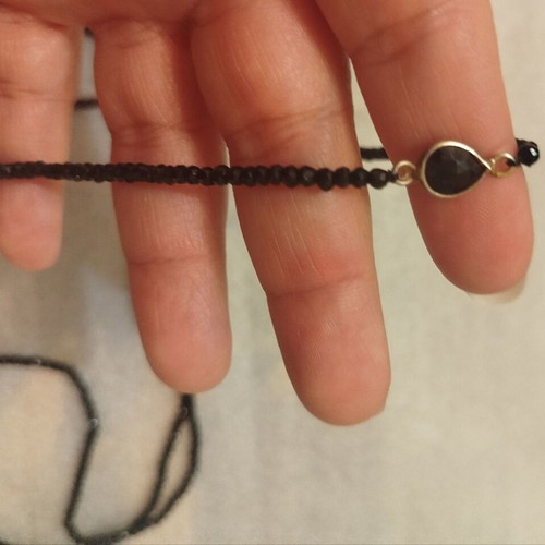 Handmade long necklace like new, black