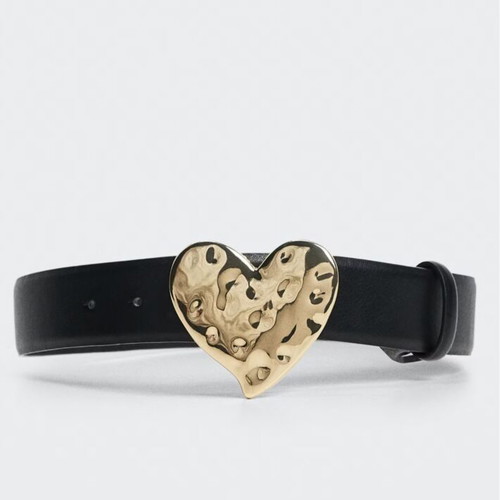 Mango belt with gold heart buckle new, black, size S