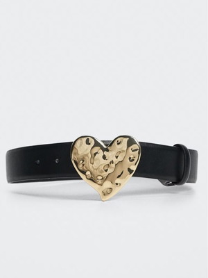 Mango belt with gold heart buckle new, black, size S
